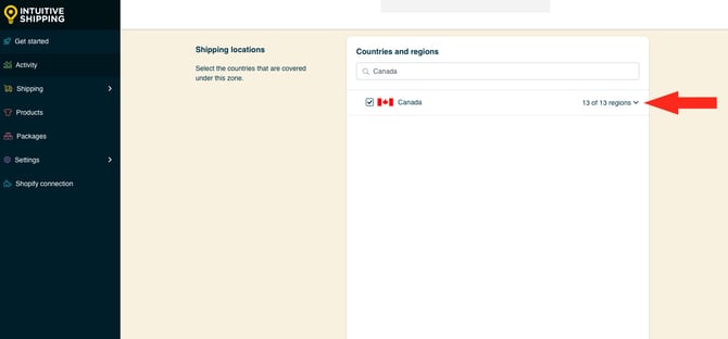 IS HS Zones - Shipping Locations - Canada Drow Down