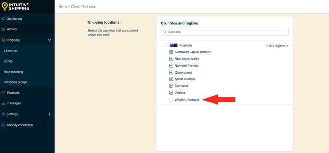 IS HS Zones Australia Exclude Western Australia