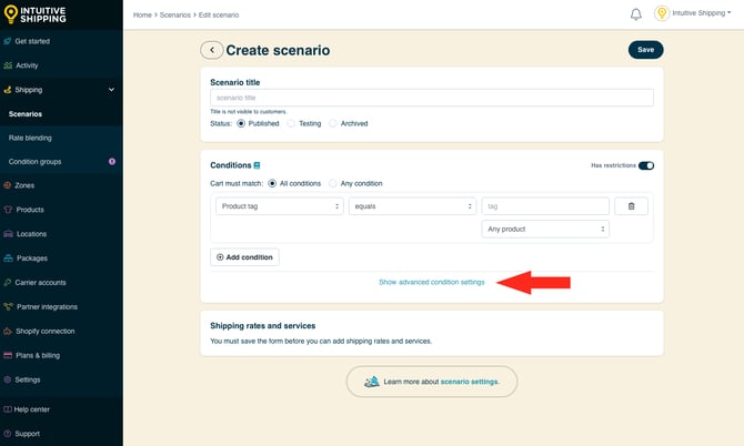 IS -  Scenarios - Show Advanced Condition Settings