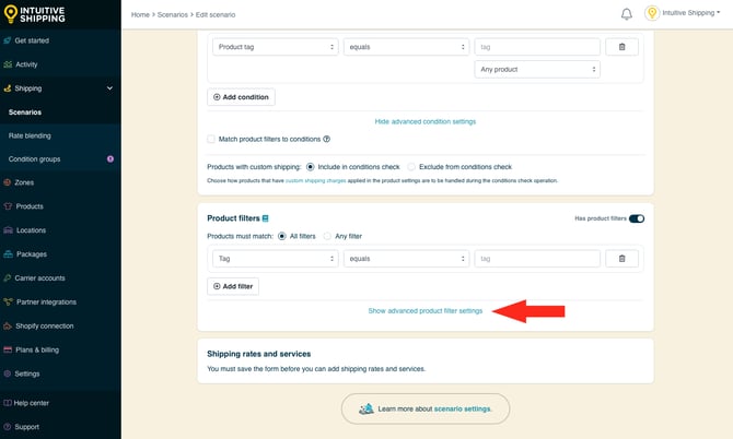 IS -  Scenarios - Show Advanced Product Filter Settings