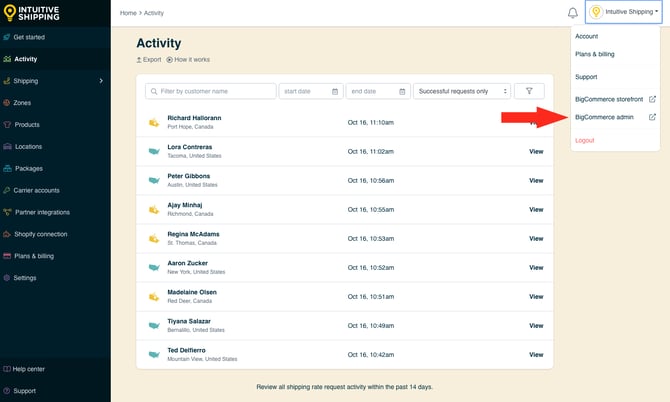 IS - Activity - Account BigCommerce Admin