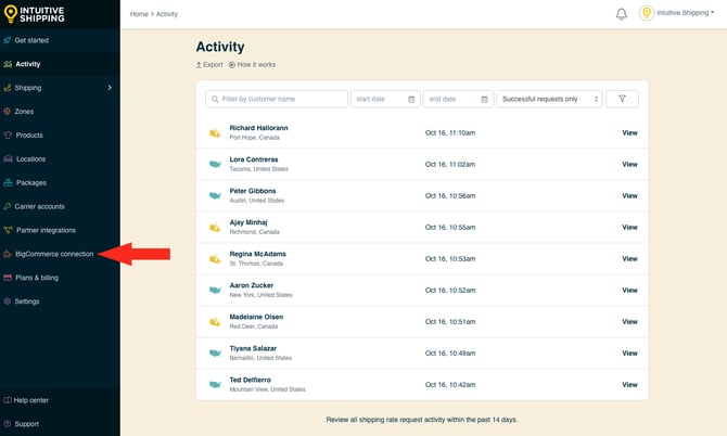 IS - Activity Menu -  BigCommerce Connection