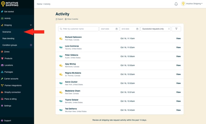 IS - Activity Menu - Scenarios