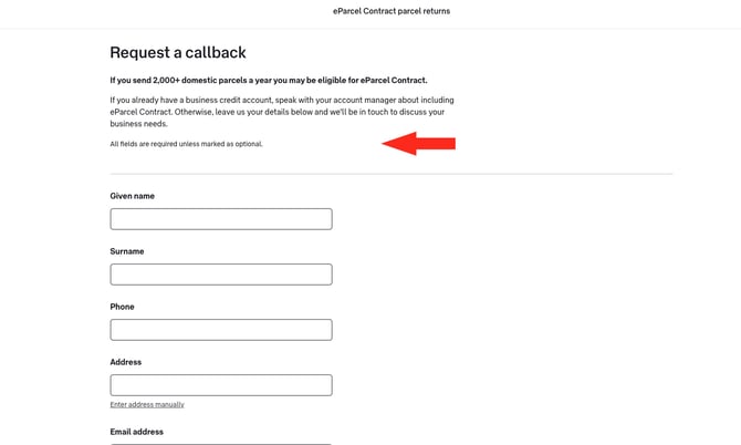 IS - Aus Post - eParcel Callback Form