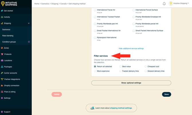 IS - Canada Post Shipping Method - Filter Services