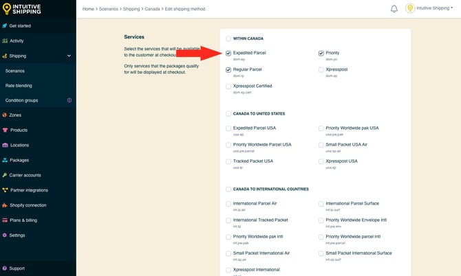 IS - Canada Post Shipping Method - Select Specific Services Within Canada