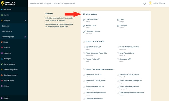 IS - Canada Post Shipping Method - Select Within Canada