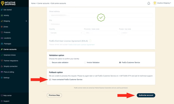 IS - Carrier Accounts - Authorize Account