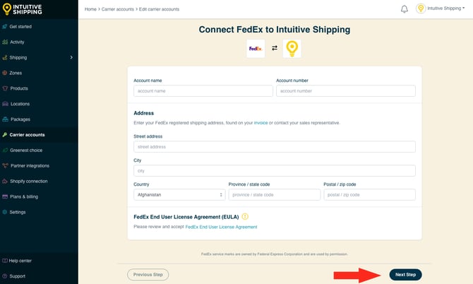 IS - Carrier Accounts - Connect FedEx Next Step Button-2