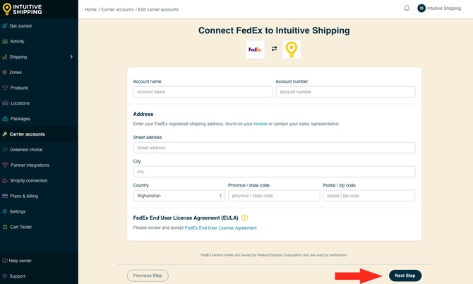 IS - Carrier Accounts - Connect FedEx Next Step Button-4