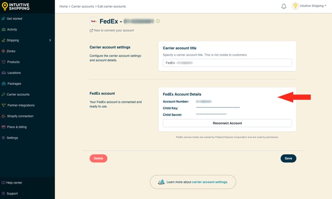 IS - Carrier Accounts - FedEx Account Details