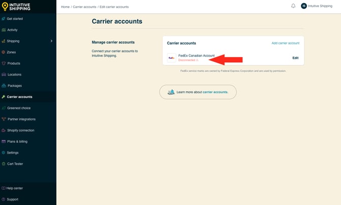 IS - Carrier Accounts - FedEx Account Disconnected-7
