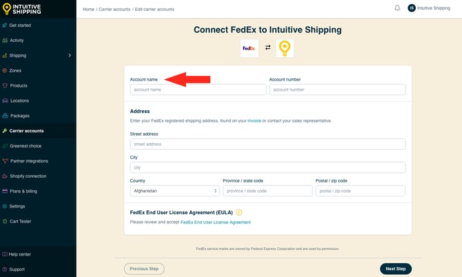 IS - Carrier Accounts - FedEx Account Name-3