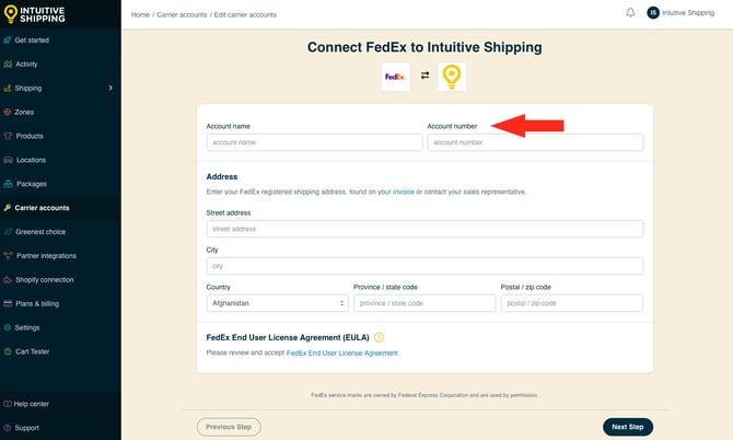 IS - Carrier Accounts - FedEx Account Number-4