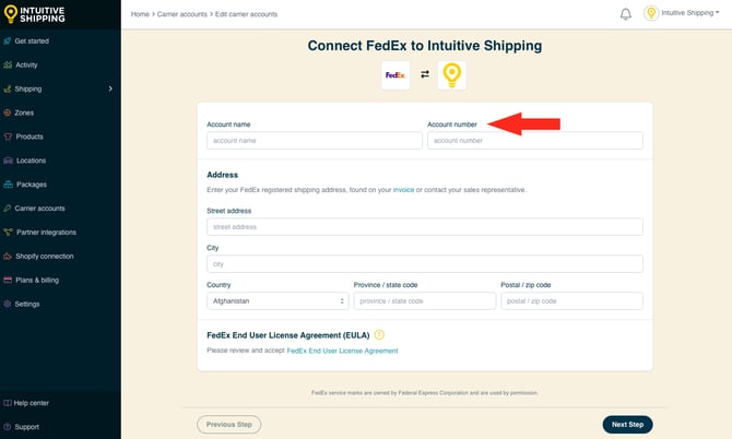 IS - Carrier Accounts - FedEx Account Number