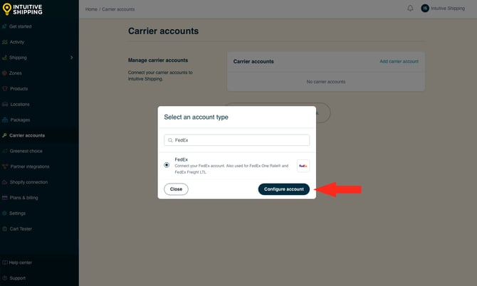 IS - Carrier Accounts - FedEx New Configure Button-3