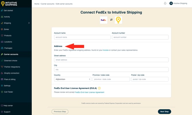 IS - Carrier Accounts - FedEx Shipping Address-3