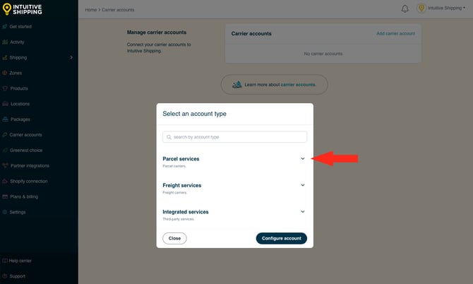 IS - Carrier Accounts - Parcel Service Drop Down-2
