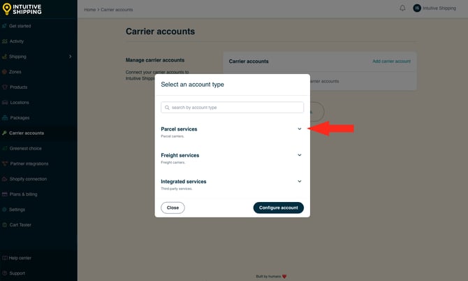 IS - Carrier Accounts - Parcel Service Drop Down-3