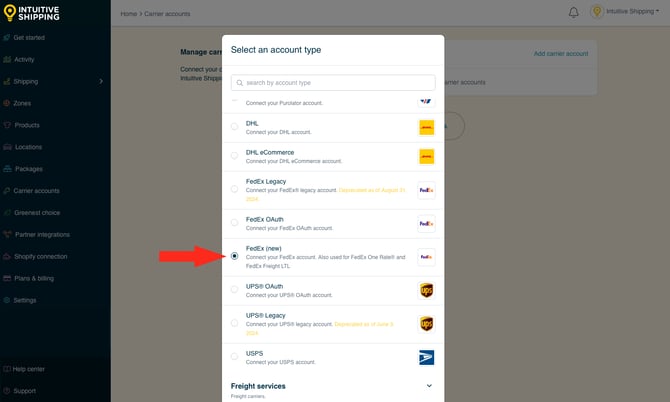 IS - Carrier Accounts - Select FedEx New-3