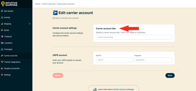 IS - Carrier Accounts - USPS Edit Title