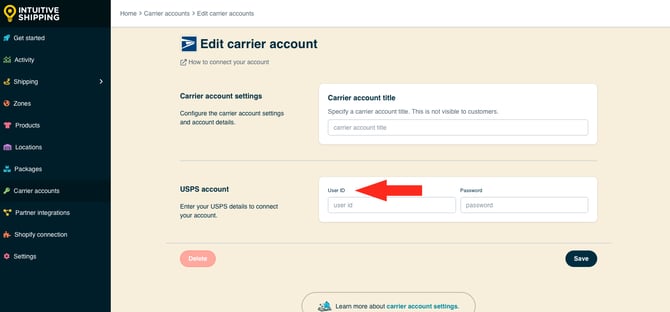IS - Carrier Accounts - USPS Edit User ID