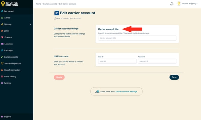IS - Carrier Accounts - USPS Legacy Carrier Account Title