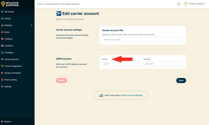 IS - Carrier Accounts - USPS Legacy User ID