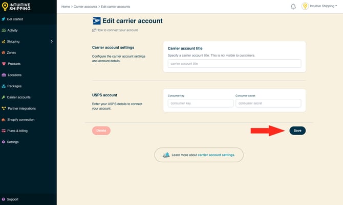 IS - Carrier Accounts - USPS OAuth Account Save