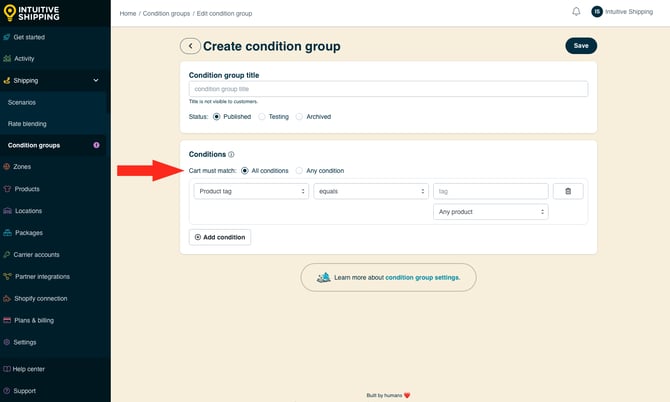IS - Condition Groups - Cart Must Match