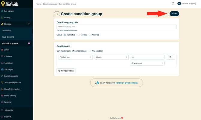 IS - Condition Groups - Save