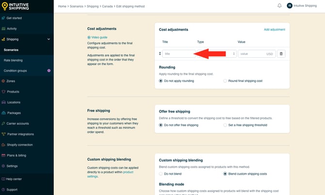 IS - Custom Shipping Method - Cost Adjustments - Cost Adjustment Title
