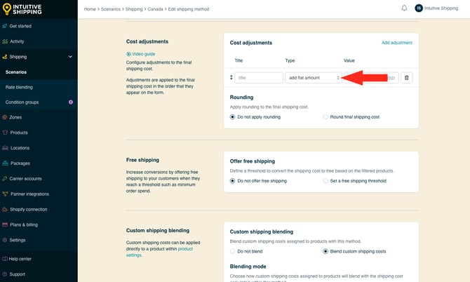 IS - Custom Shipping Method - Cost Adjustments - Cost Adjustment Type