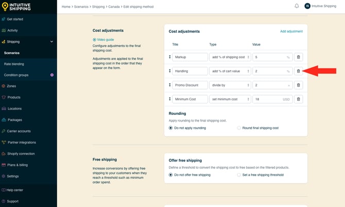 IS - Custom Shipping Method - Cost Adjustments - Cost Adjustments Trash Can