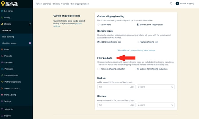 IS - Custom Shipping Method - Custom Shipping Blending Filter Products