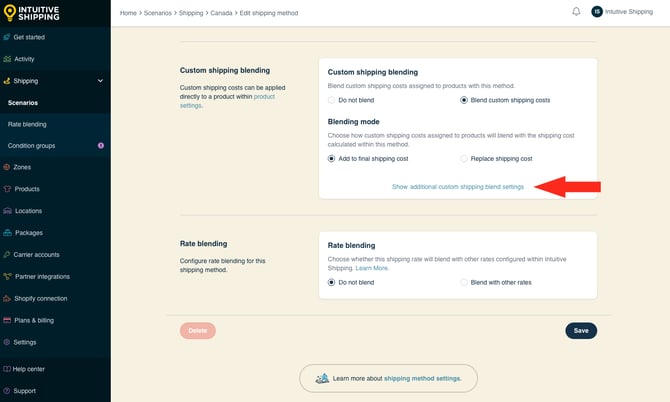IS - Custom Shipping Method - Custom Shipping Blending-Show Additional Blend Settings