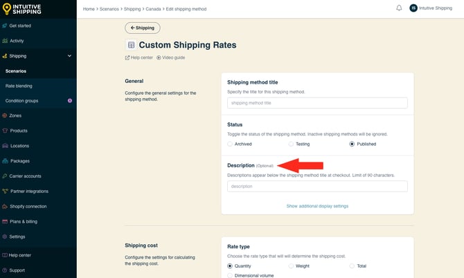IS - Custom Shipping Method - Custom Shipping Rates Description