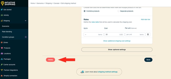 IS - Custom Shipping Method - Delete