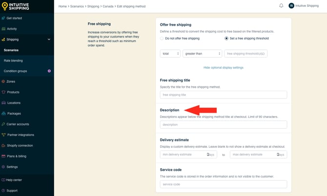 IS - Custom Shipping Method - Free Shipping Threshold Description