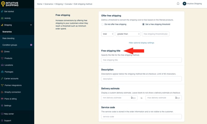 IS - Custom Shipping Method - Free Shipping Threshold Title