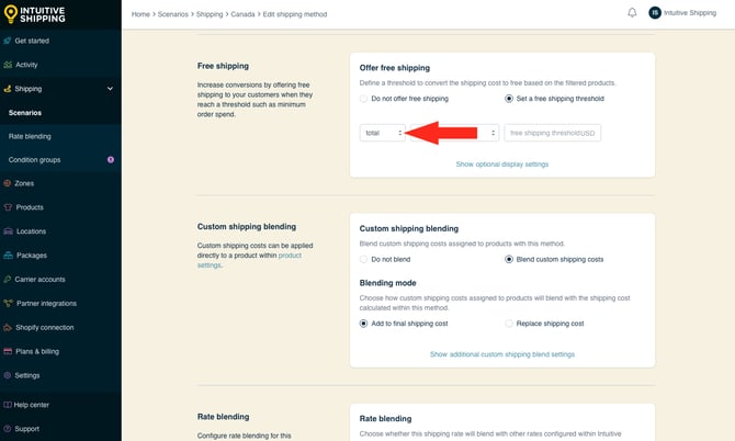 IS - Custom Shipping Method - Free Shipping Threshold Type