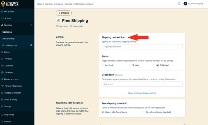 IS - Custom Shipping Method - Free Shipping Title