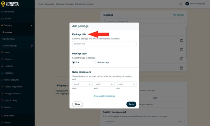 IS - Custom Shipping Method - Package-Based Add Package Title