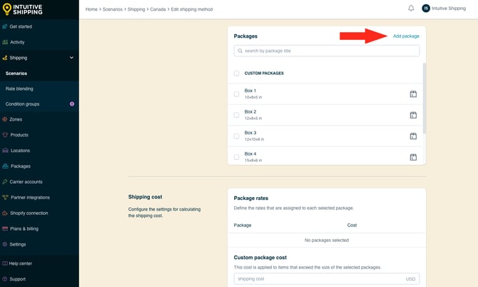 IS - Custom Shipping Method - Package-Based Add Package