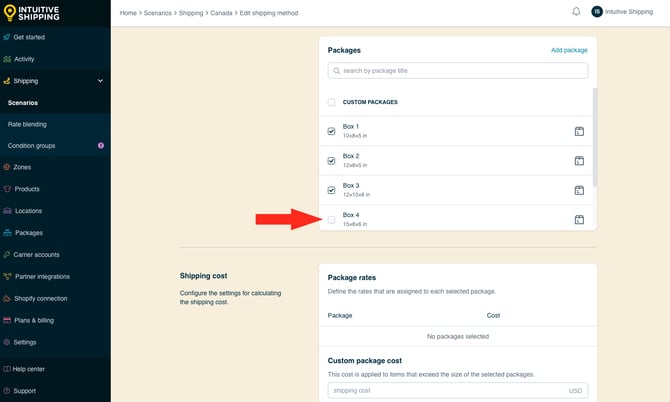 IS - Custom Shipping Method - Package-Based Custom Packages Ignore