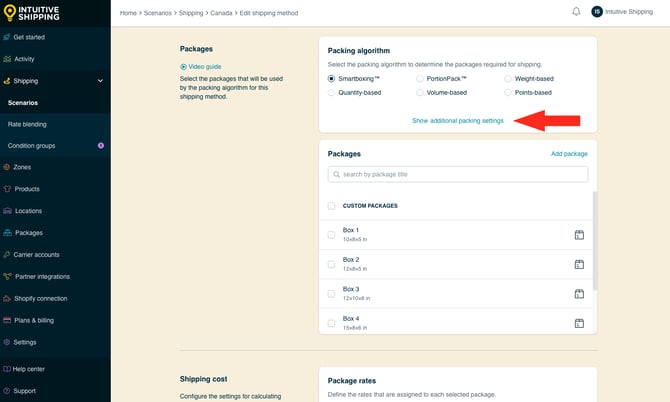 IS - Custom Shipping Method - Package-Based Packages - Additional Package Settings