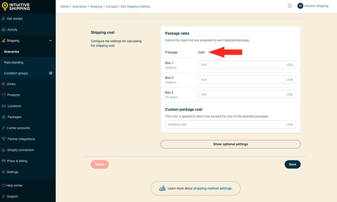 IS - Custom Shipping Method - Package-Based Shipping Cost