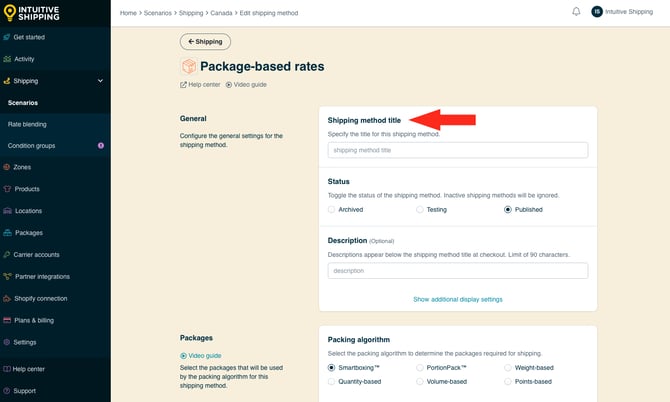 IS - Custom Shipping Method - Package-Based Shipping Rates Title