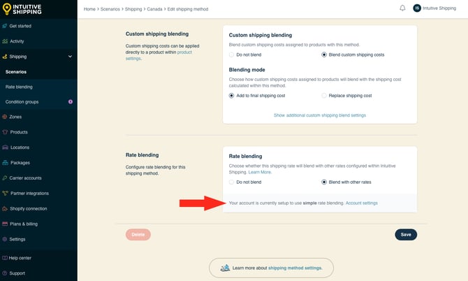 IS - Custom Shipping Method - Rate Blending - Simple Blending Disclaimer