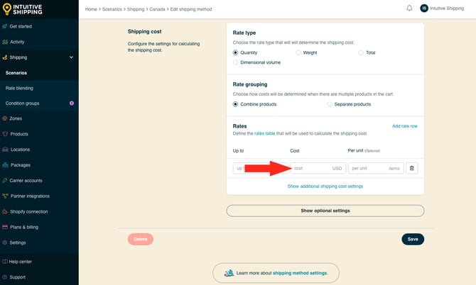 IS - Custom Shipping Method - Rates Cost